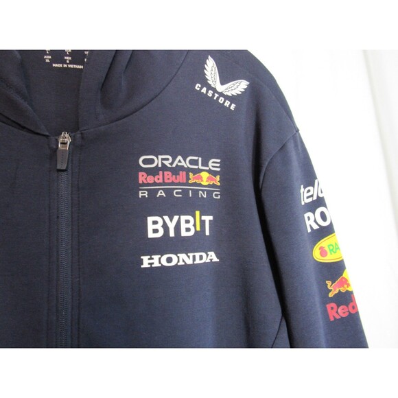 Castore Blue Red Bull Oracle Racing Back Logo Hooded Full Zip Jacket Size L EUC - Picture 4 of 9